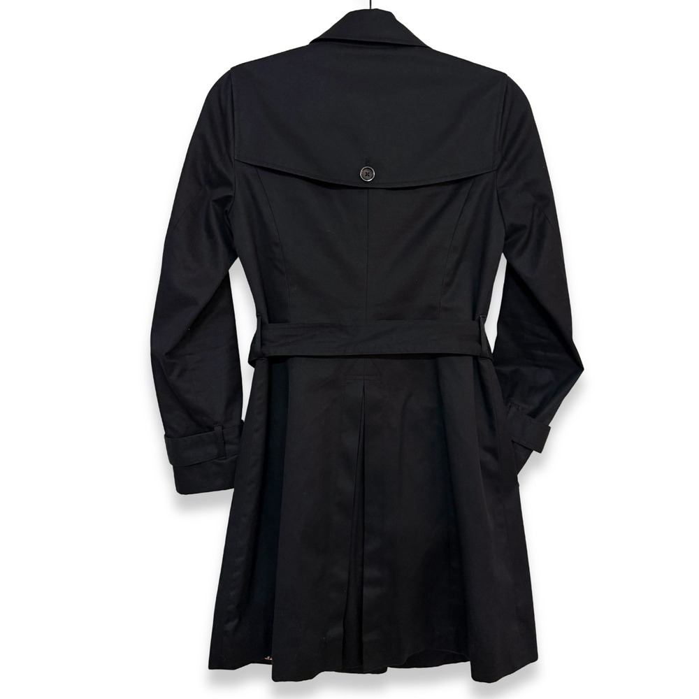 Banana Republic Leopard Lining Black Trench Coat XS Belt Whimsigoth Animal Print - Picture 3 of 8